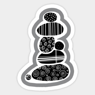 Sea stones or abstract ornament? Black and white graphics Sticker